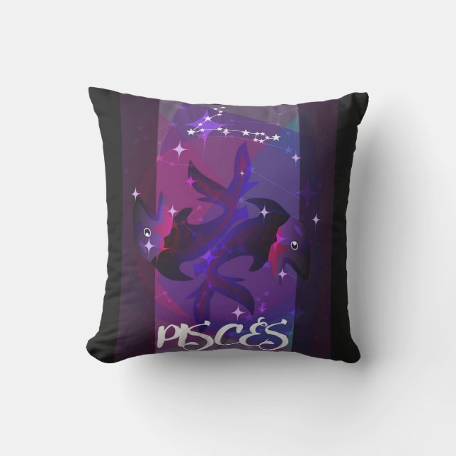 Pisces Sign Throw Pillow (Front)