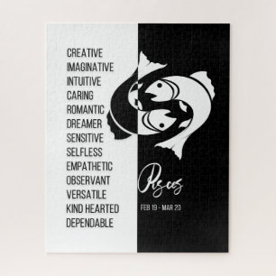Pisces signe Zodiac, Puzzle noir et blanc