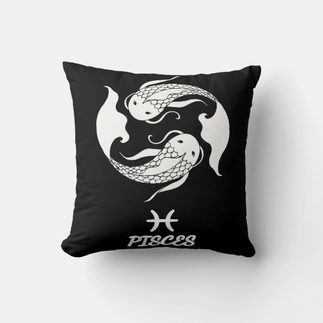 Pisces Silhouette Reversible Throw Pillow (Front)