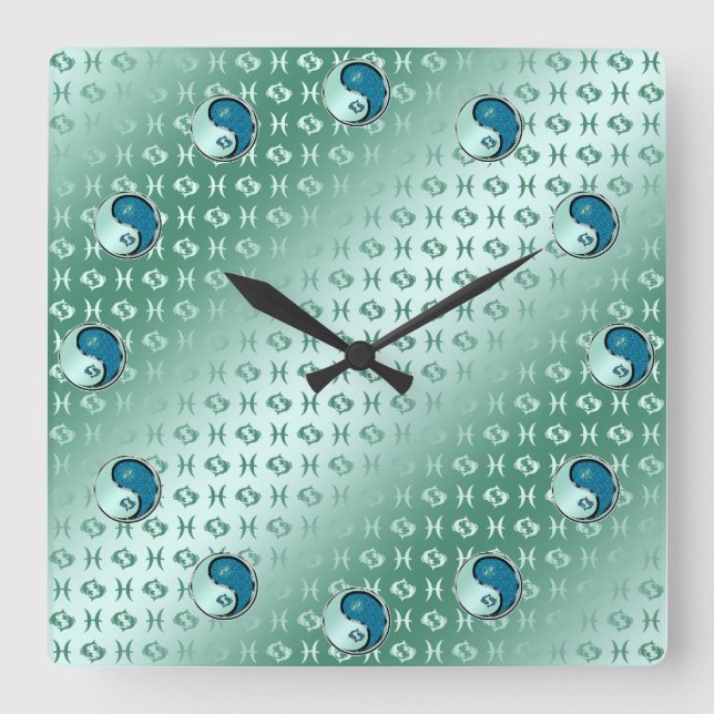 Pisces Square Wall Clock (Front)