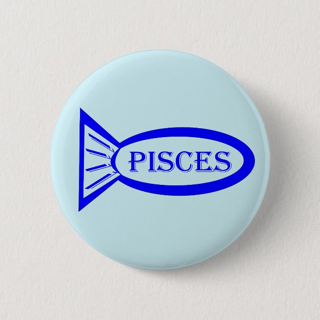Pisces Star Sign Fish Button (Front)