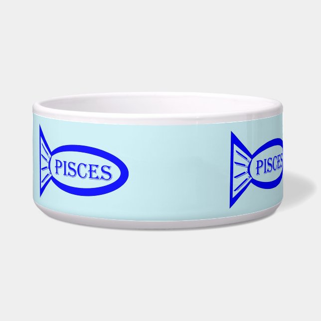Pisces Star Sign Fish Pet Bowl (Front)