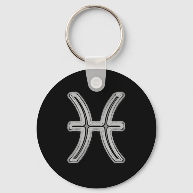 Pisces Star Sign Symbol Keychain (Front)