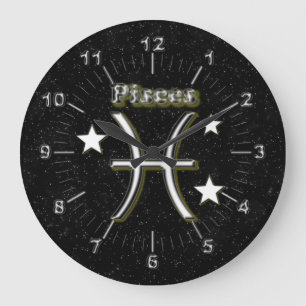 Pisces symbol large clock