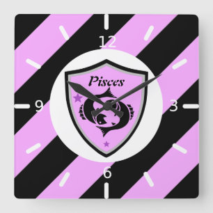 Pisces symbol       square wall clock