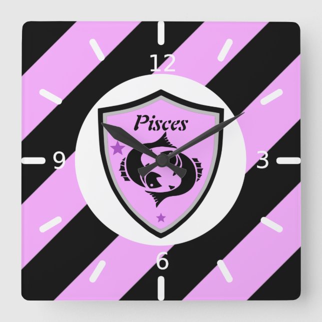 Pisces symbol       square wall clock (Front)