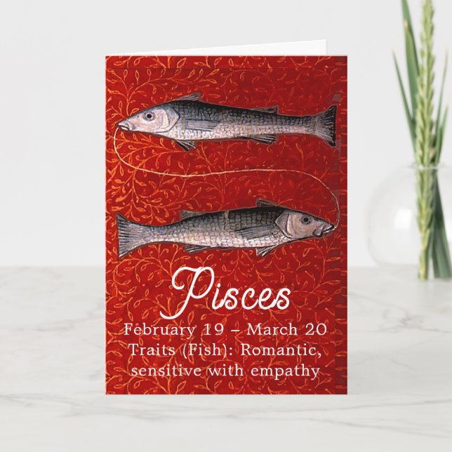 Pisces the Fish Zodiac Sign Birthday Party Card (Front)