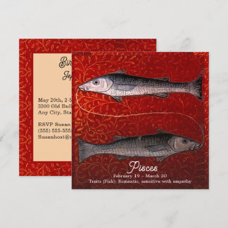 Pisces the Fish Zodiac Sign Birthday Party Invitation