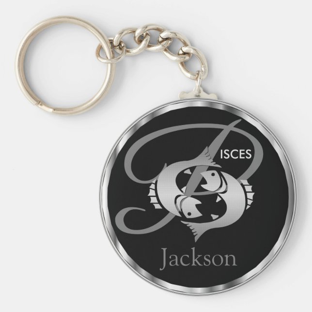 Pisces ♓ the Fish - Zodiac Sign Keychain (Front)