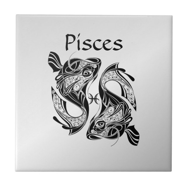 Pisces the Fish Zodiac Symbol and Sign Tile (Front)