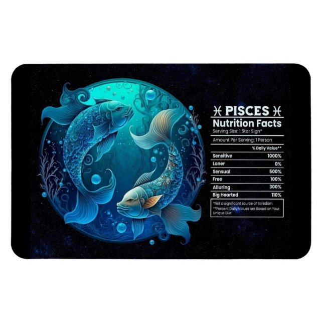 Pisces-Themed Nutritional Value Magnet (Horizontal)