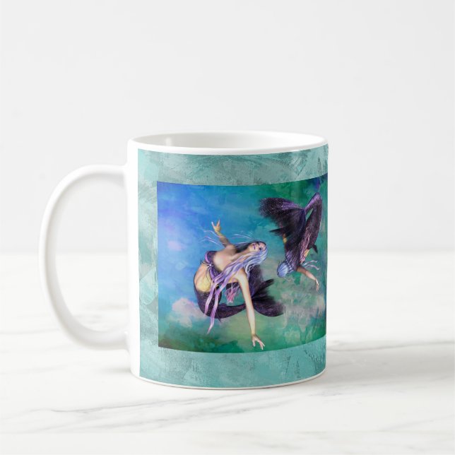 Pisces – Two Mermaids Swimming in a Loop Coffee Mug (Left)