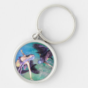 Pisces – Two Mermaids Swimming in a Loop Keychain