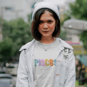Pisces typography trendy zodiac colourful T-Shirt