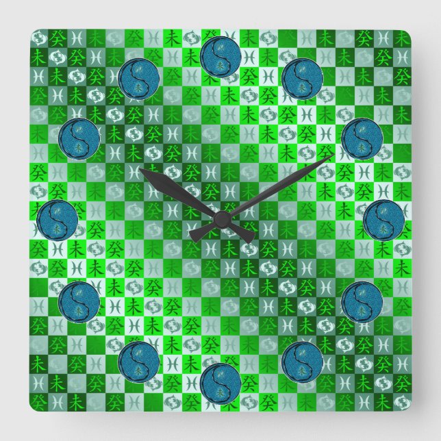 Pisces & Water Goat Square Wall Clock (Front)