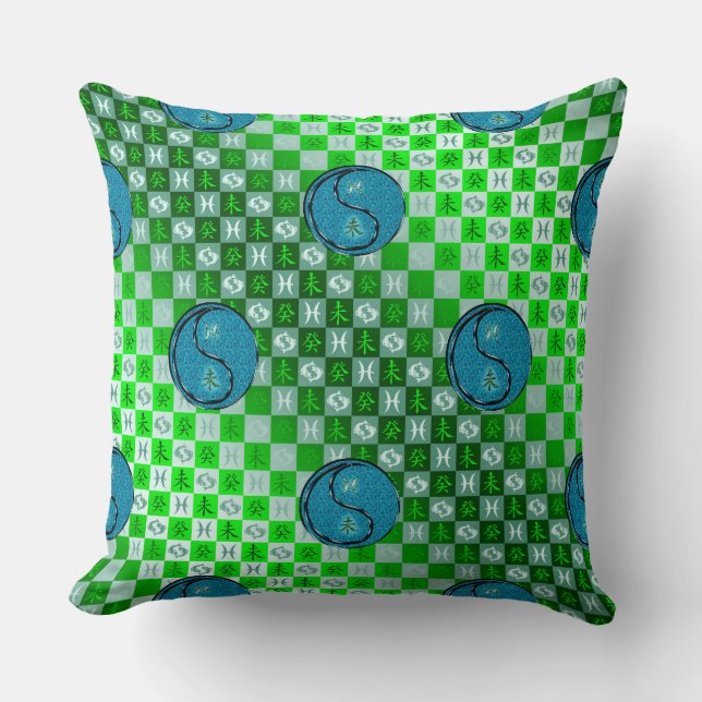 Pisces & Water Goat Throw Pillow (Front)