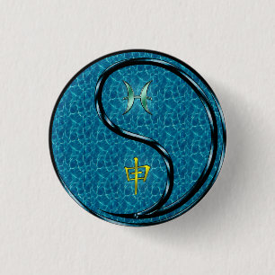 Pisces & Water Monkey 1 Inch Round Button
