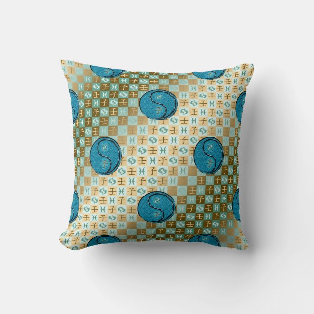 Pisces & Water Rat Throw Pillow (Front)