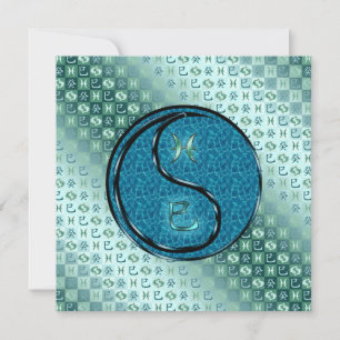 Pisces & Water Snake Flat Greeting Card