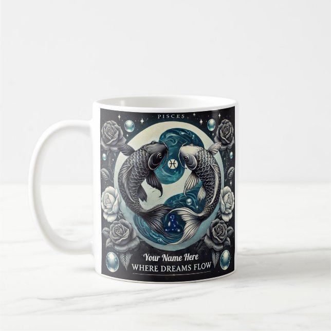 Pisces “Where Dreams Flow” Zodiac Mug (Left)