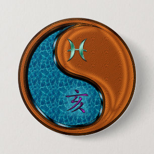 Pisces & Wood Boar 3 Inch Round Button