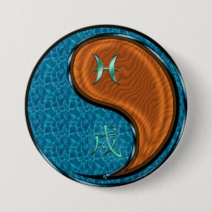 Pisces & Wood Dog 3 Inch Round Button