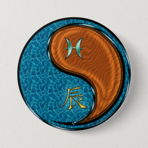 Pisces & Wood Dragon 3 Inch Round Button