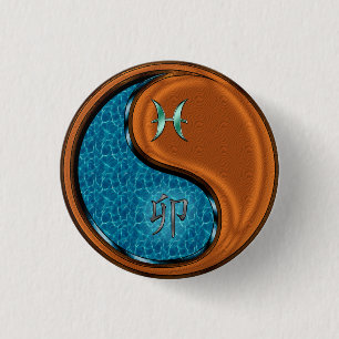 Pisces & Wood Rabbit 1 Inch Round Button