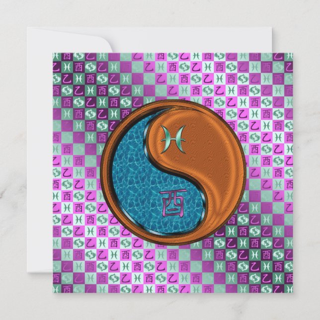 Pisces & Wood Rooster Card (Front)