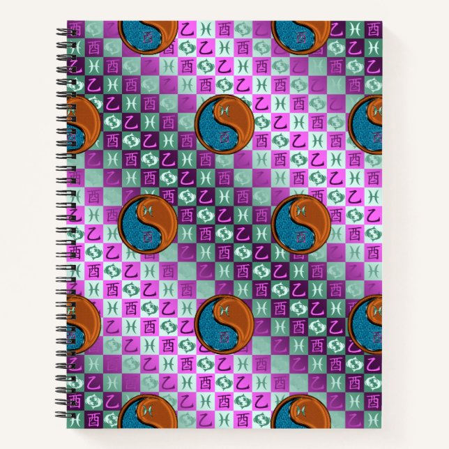 Pisces & Wood Rooster Notebook (Front)