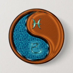 Pisces & Wood Snake 3 Inch Round Button