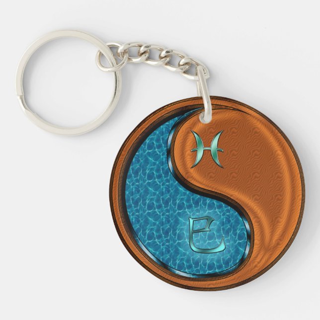 Pisces & Wood Snake Keychain (Front)