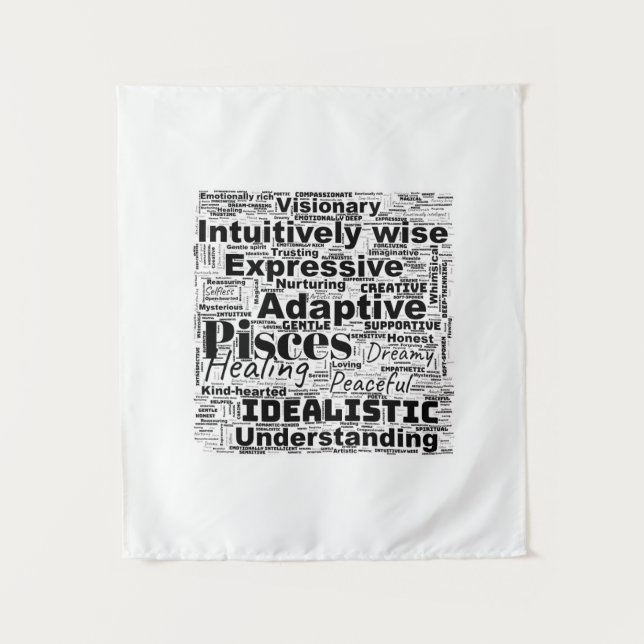 Pisces Word Cloud Zodiac Inspiration Tapestry (Front)