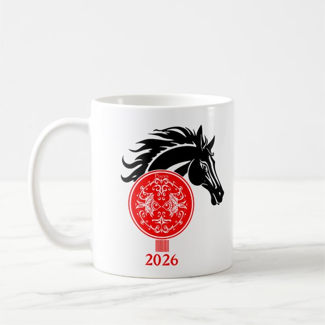 Pisces x Custom Year of the Horse 2026 Coffee Mug (Left)