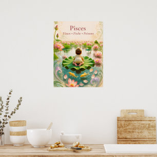Pisces Zodiac Art   Dreamy Astrology Collection Poster