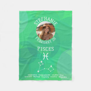 Pisces Zodiac Astrology Photo Custom Birthdate Fleece Blanket