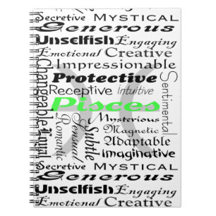 Pisces Zodiac Astrology Traits Collage Notebook