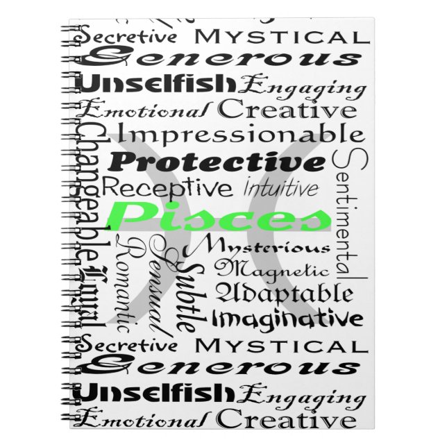 Pisces Zodiac Astrology Traits Collage Notebook (Front)
