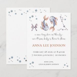 Pisces Zodiac Birth Announcement