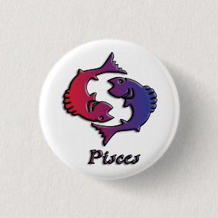 Pisces Zodiac Birth Sign Red Purple astrology art  1 Inch Round Button