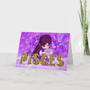 Pisces Zodiac carte d'anniversaire avec améthées à
