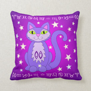 Pisces Zodiac Cat Astrology Sign Stars Pillow
