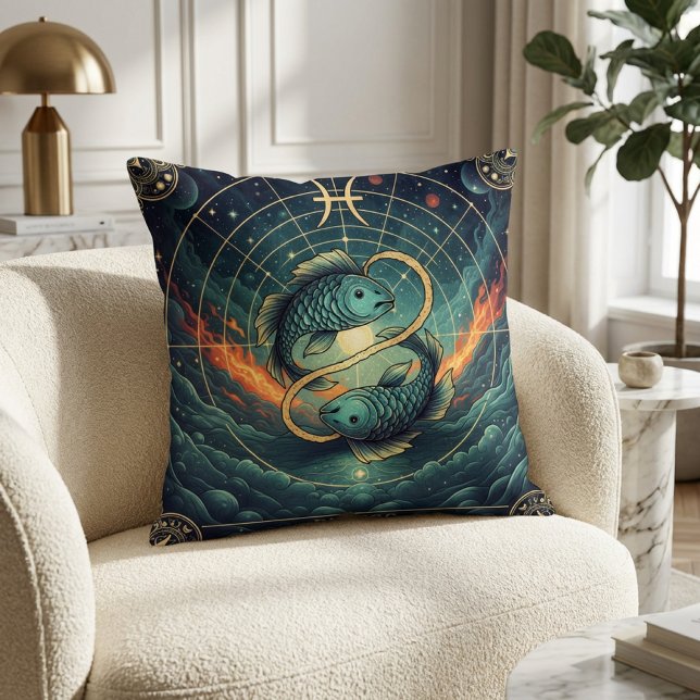 Pisces Zodiac Celestial Throw Pillow (Creator Uploaded)