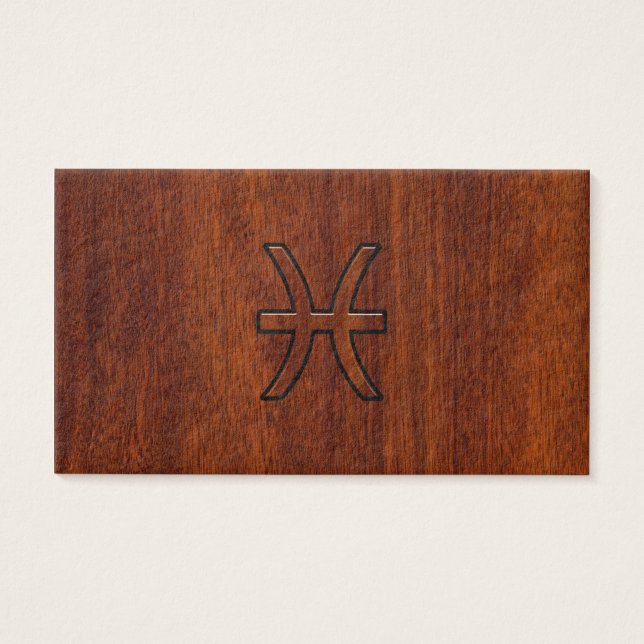 Pisces Zodiac Connexion en bois acajou style grain (Devant)