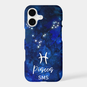 Pisces Zodiac Constellation Blue Galaxy Monogram