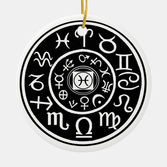 Pisces - Zodiac Constellation & Planetary Design Ceramic Ornament (Front)
