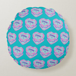 Pisces Zodiac Coquette Heart Birthday Cake Round Pillow