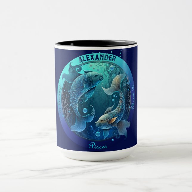 Pisces Zodiac Customizable Coffee Mug (Center)