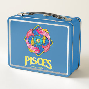 Pisces Zodiac Fishes Design Metal Lunch Box