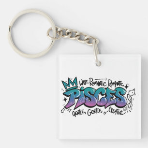 Pisces Zodiac Graffiti  Keychain